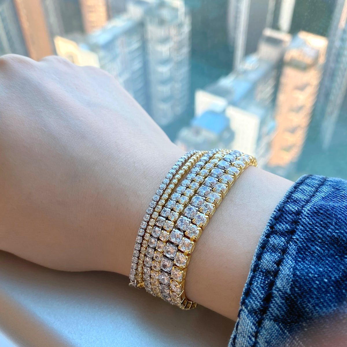 [Amore]Sparkling Radiant Princess Cut Tennis Bracelet