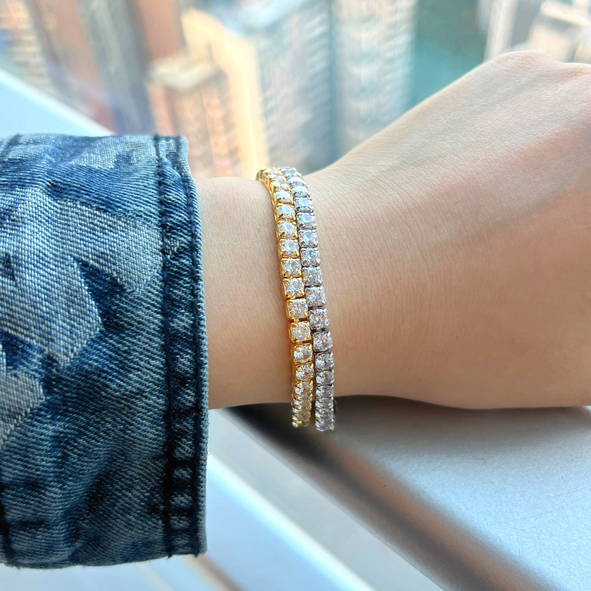 [Amore]Sparkling Radiant Princess Cut Tennis Bracelet