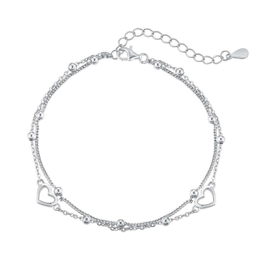 [Amore]Dainty Double Layer Love Heart Bracelet