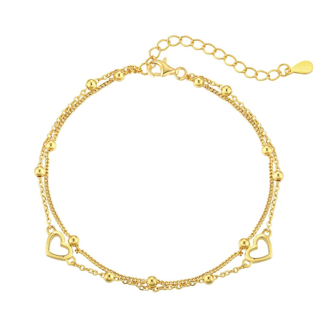 [Amore]Dainty Double Layer Love Heart Bracelet
