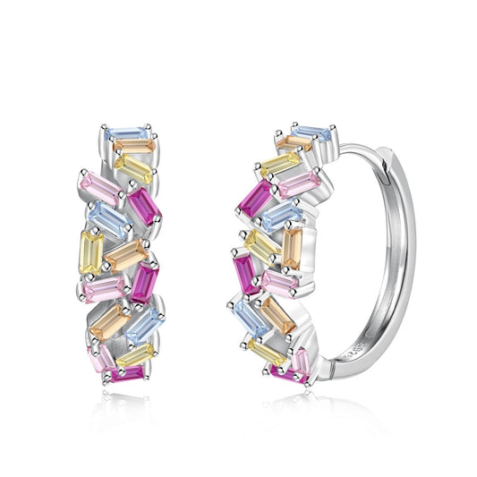 [Amore]Dazzling Colorful Emerald Cut Daily Earrings