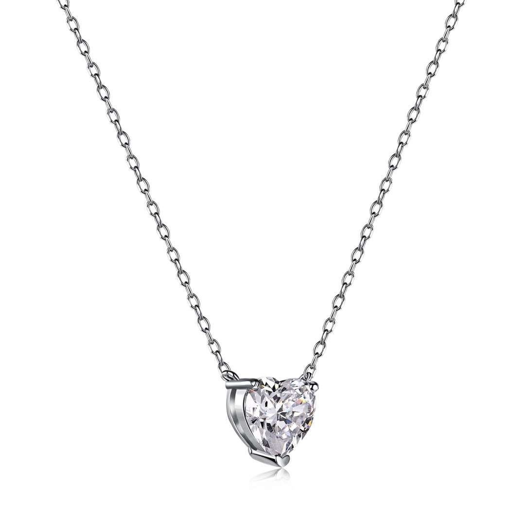 [Amore]Heart Shape Main Stone Pendant Collarbone Necklace
