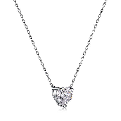 [Amore]Heart Shape Main Stone Pendant Collarbone Necklace