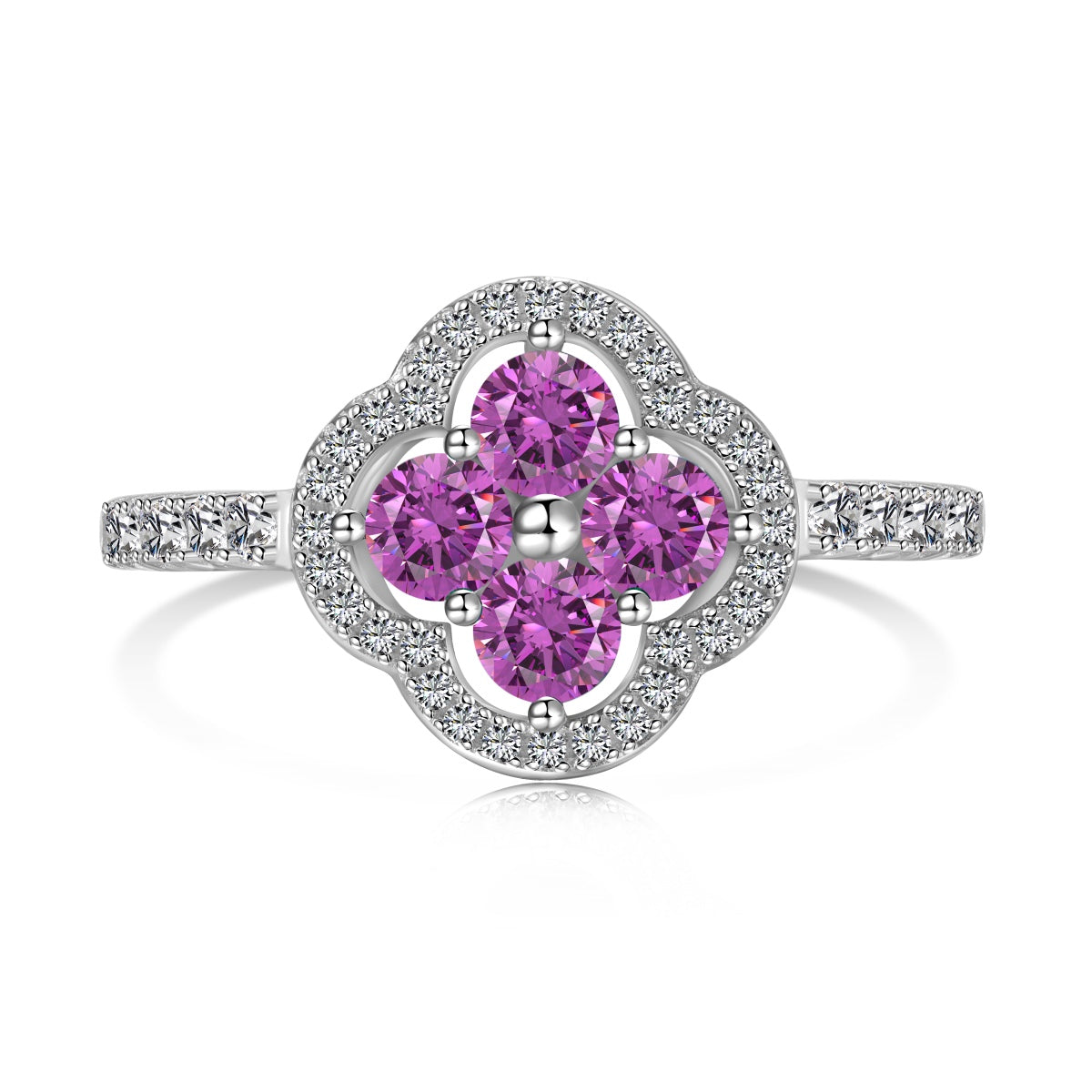 [Amore]Four Leaf Clover Flower Design Ring