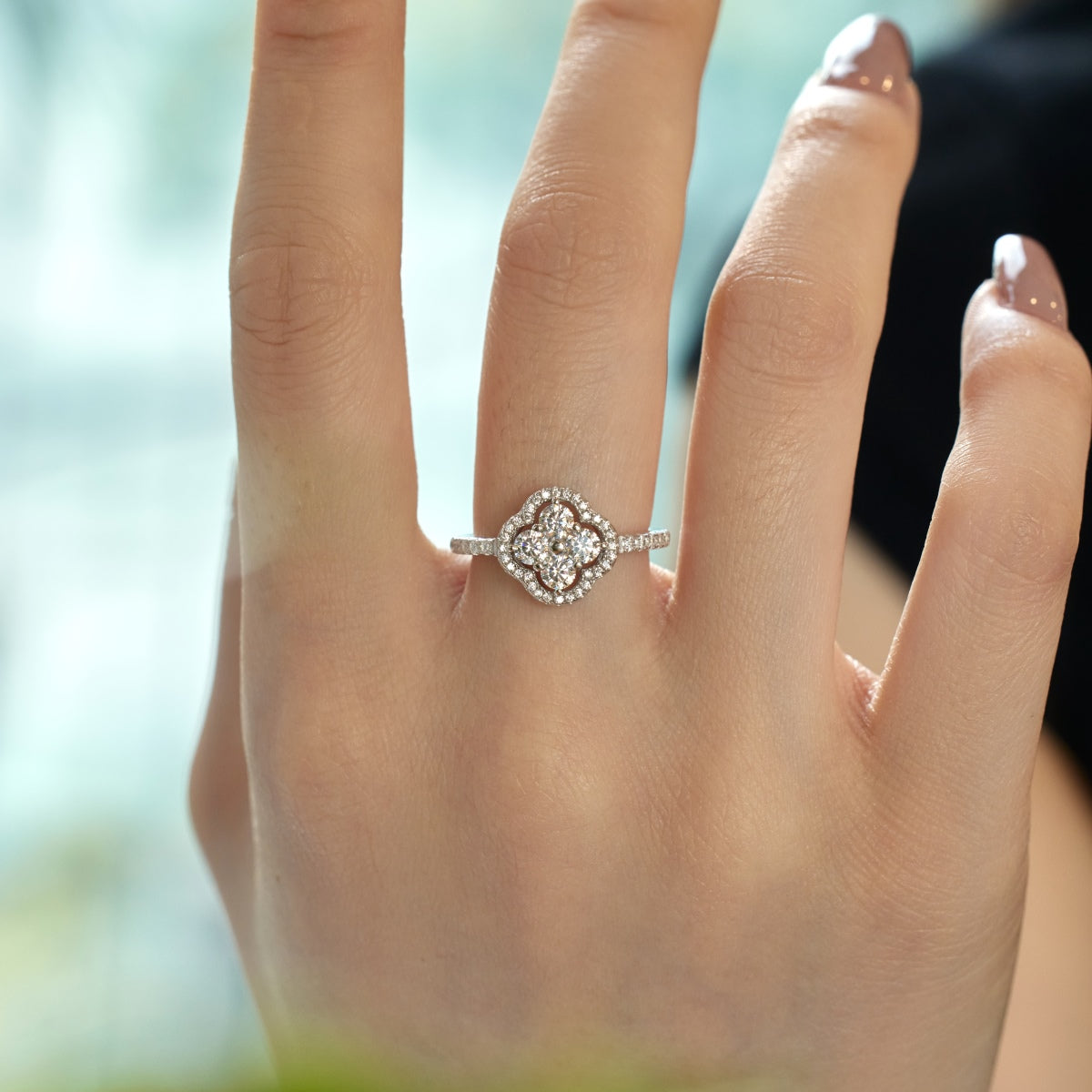 [Amore]Four Leaf Clover Flower Design Ring