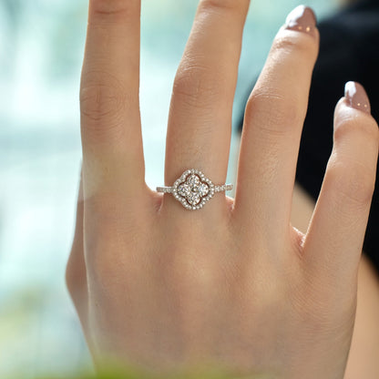 [Amore]Four Leaf Clover Flower Design Ring