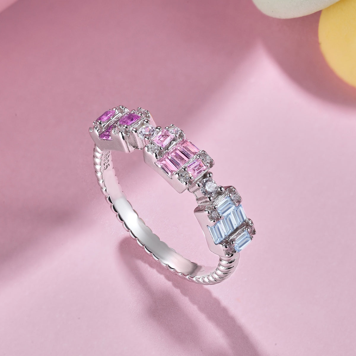 [Amore]Unique Colorful Emerald Cut Party Ring