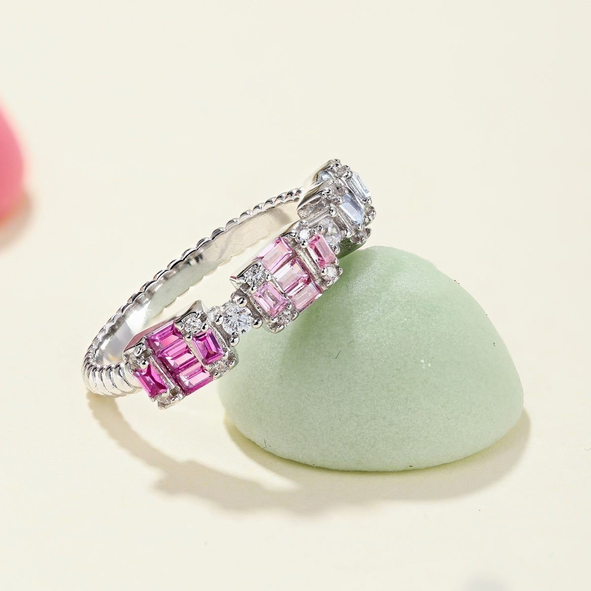[Amore]Unique Colorful Emerald Cut Party Ring