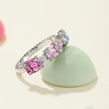 [Amore]Unique Colorful Emerald Cut Party Ring