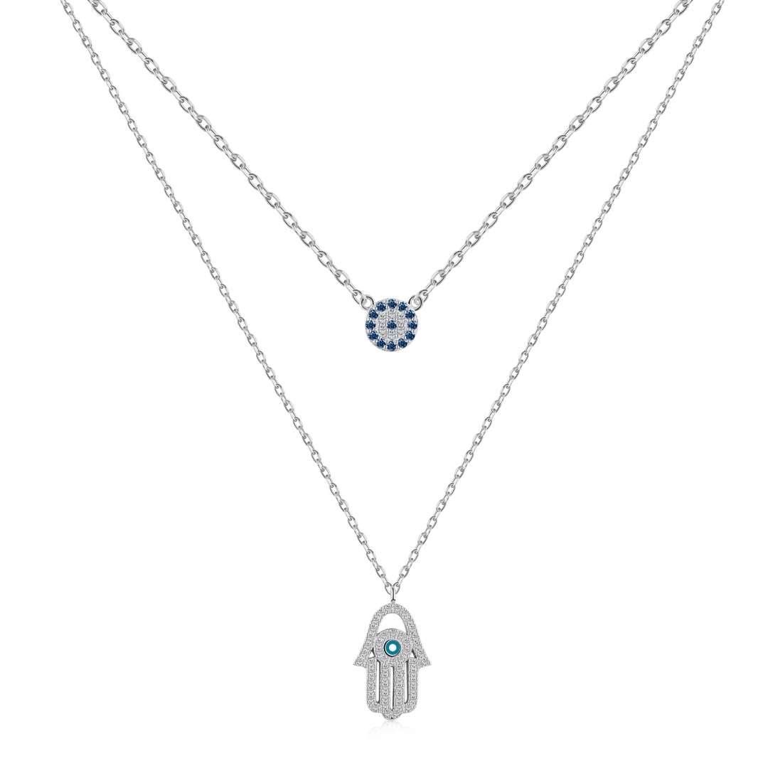 [Amore]Demon Eye Hamsa Palm Necklace