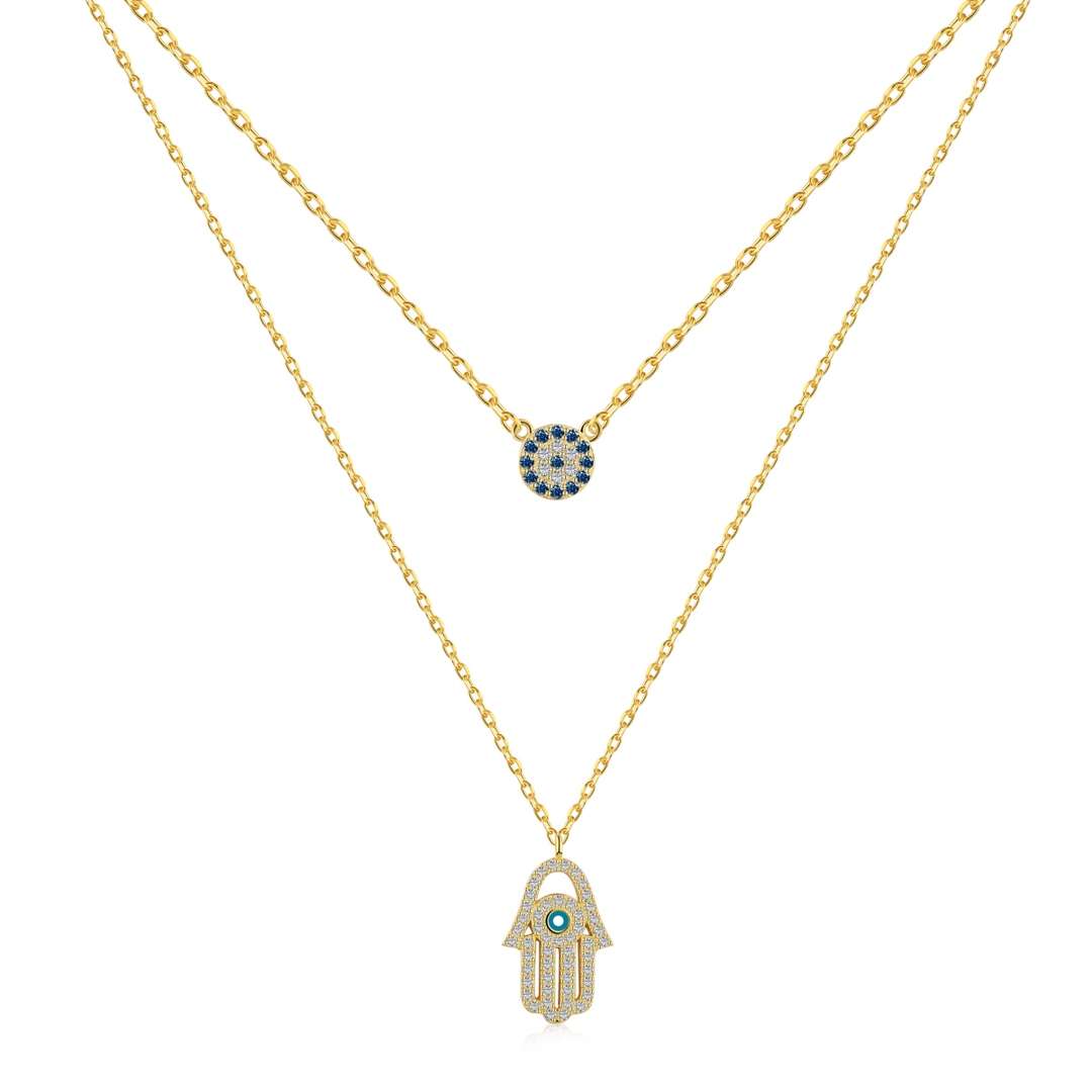 [Amore]Demon Eye Hamsa Palm Necklace