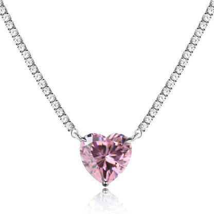 [Amore]8.0 Carat Versatile Colorful Sweet Heart-Shaped Tennis Necklace