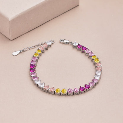 [Amore]Luxurious Colorful Romantic Heart Shape Lover Bracelet