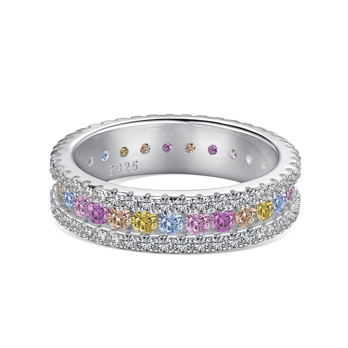 [Amore]Delicate Colorful Round Cut Daily Ring