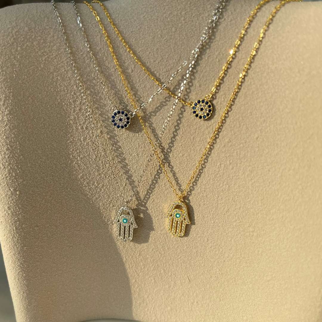 [Amore]Demon Eye Hamsa Palm Necklace