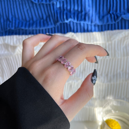 [Amore]Dainty Elongated Cushion Cut Tennis Ring