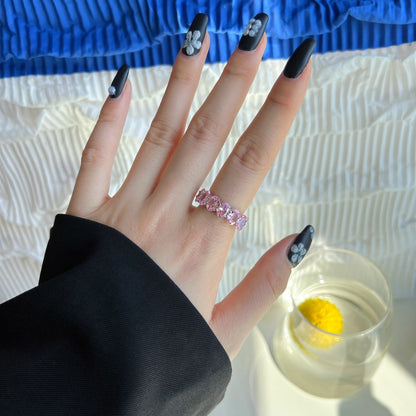 [Amore]Dainty Elongated Cushion Cut Tennis Ring