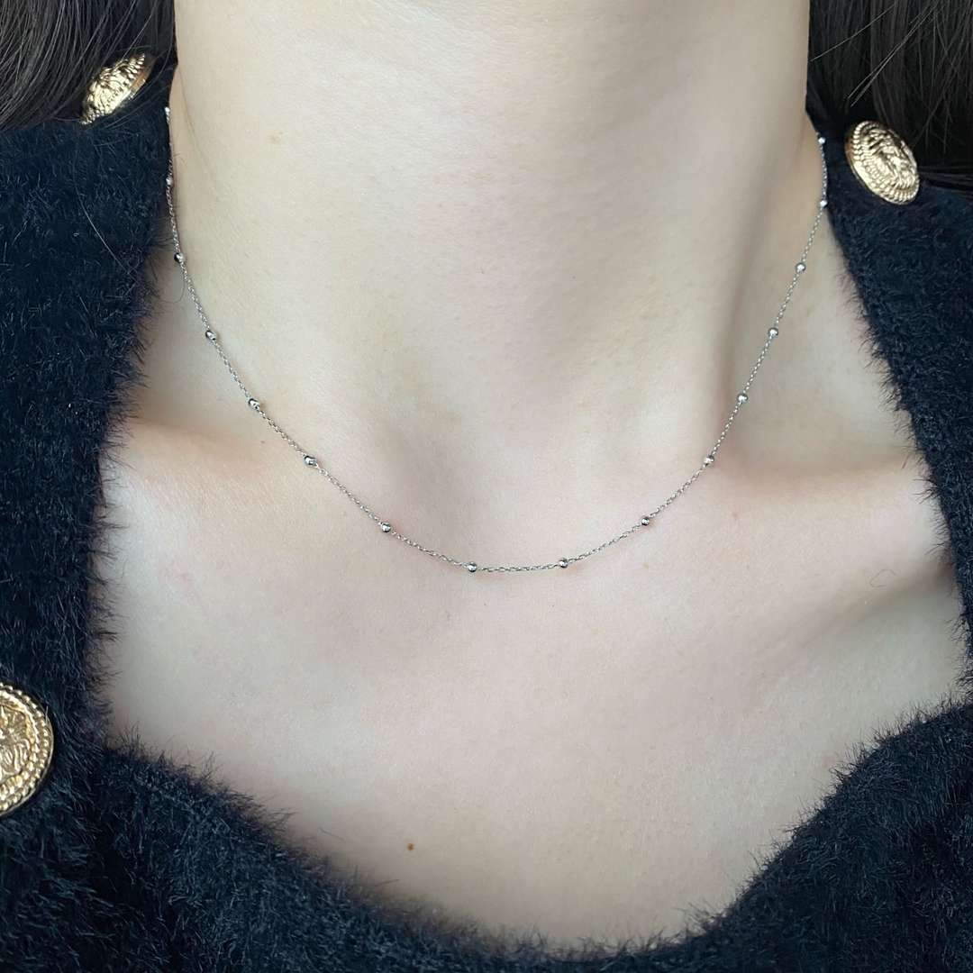 [Amore]Small Bead Clavicle Chain Simple Necklace
