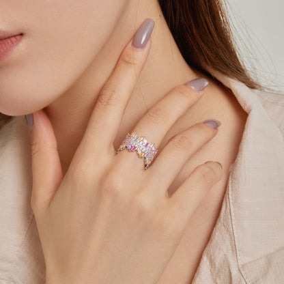 [Amore]Luxurious Colorful Radiant Cut Daily Ring