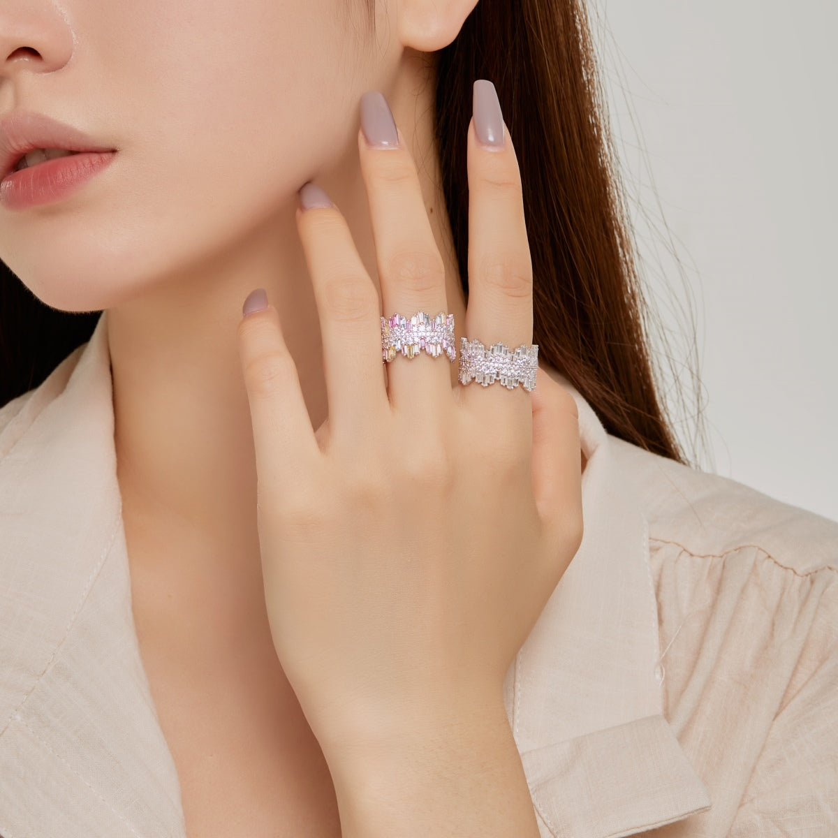 [Amore]Luxurious Colorful Radiant Cut Daily Ring