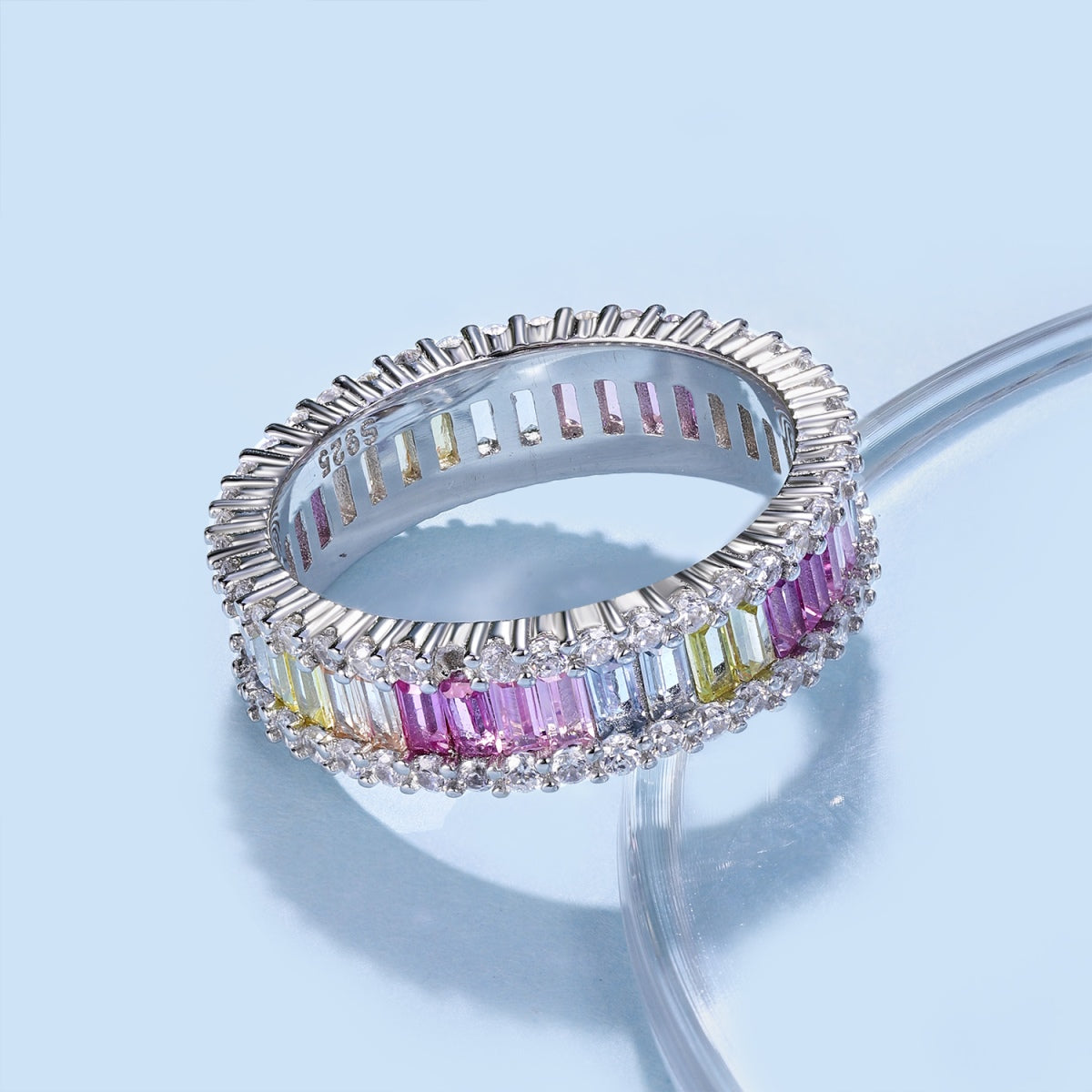 [Amore]Dainty Kaleidoscopic Emerald Cut Daily Ring