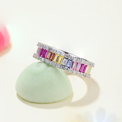 [Amore]Dainty Kaleidoscopic Emerald Cut Daily Ring