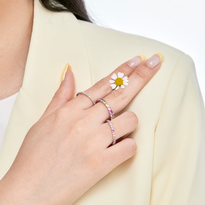 [Amore]Dazzling Lustrous Round Cut Tennis Ring