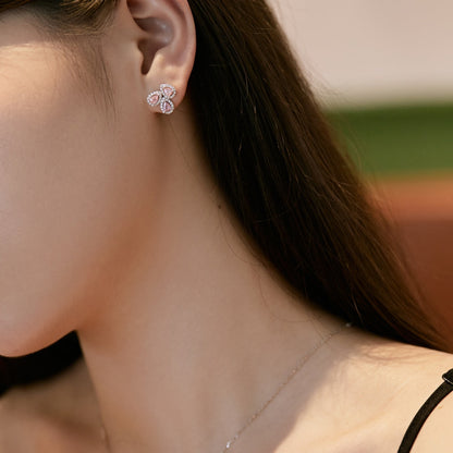 [Amore]Ornate Flower Shape Pear Cut Lover Earrings