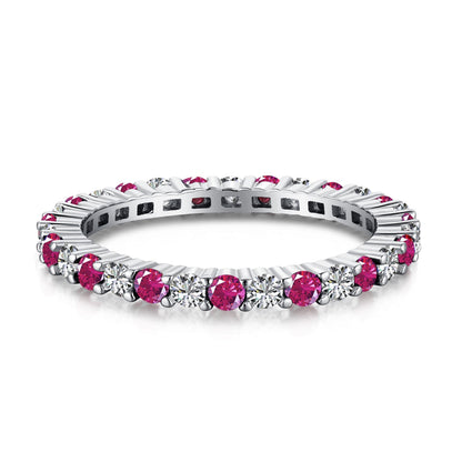 [Amore]Exquisite Colorful Round Cut Tennis Ring