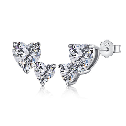[Amore]Double Heart-Shape Classic Princess Style Earrings
