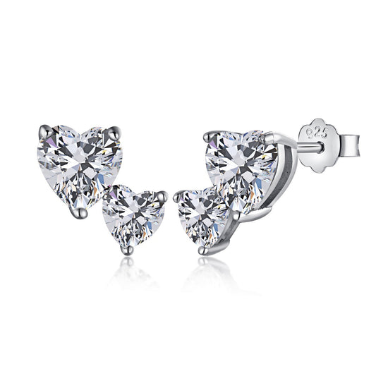 [Amore]Double Heart-Shape Classic Princess Style Earrings