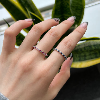 [Amore]Exquisite Colorful Round Cut Tennis Ring