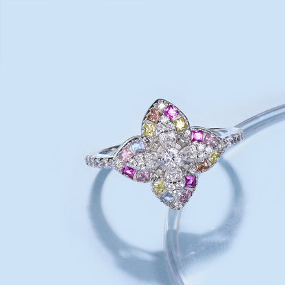 [Amore]Luxurious Colorful Flower Shape Banquet Ring