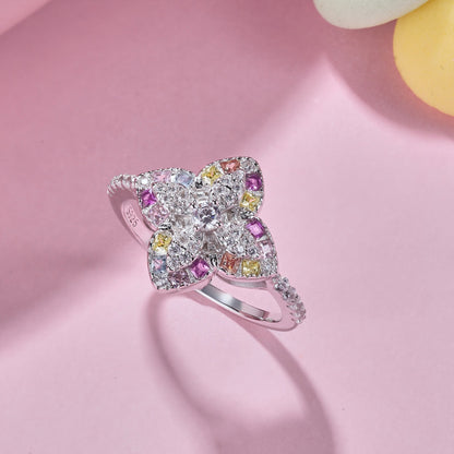 [Amore]Luxurious Colorful Flower Shape Banquet Ring