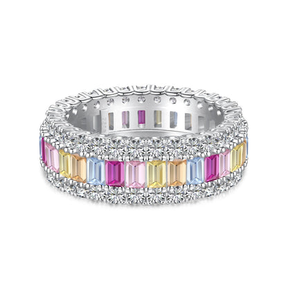 [Amore]Dainty Colorful Radiant Cut Daily Ring