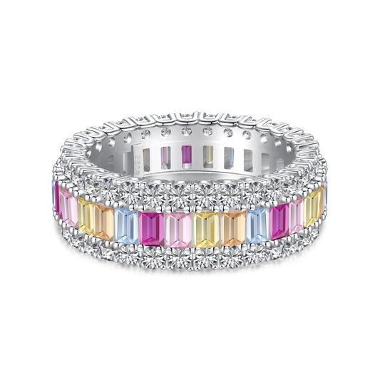 [Amore]Dainty Colorful Radiant Cut Daily Ring