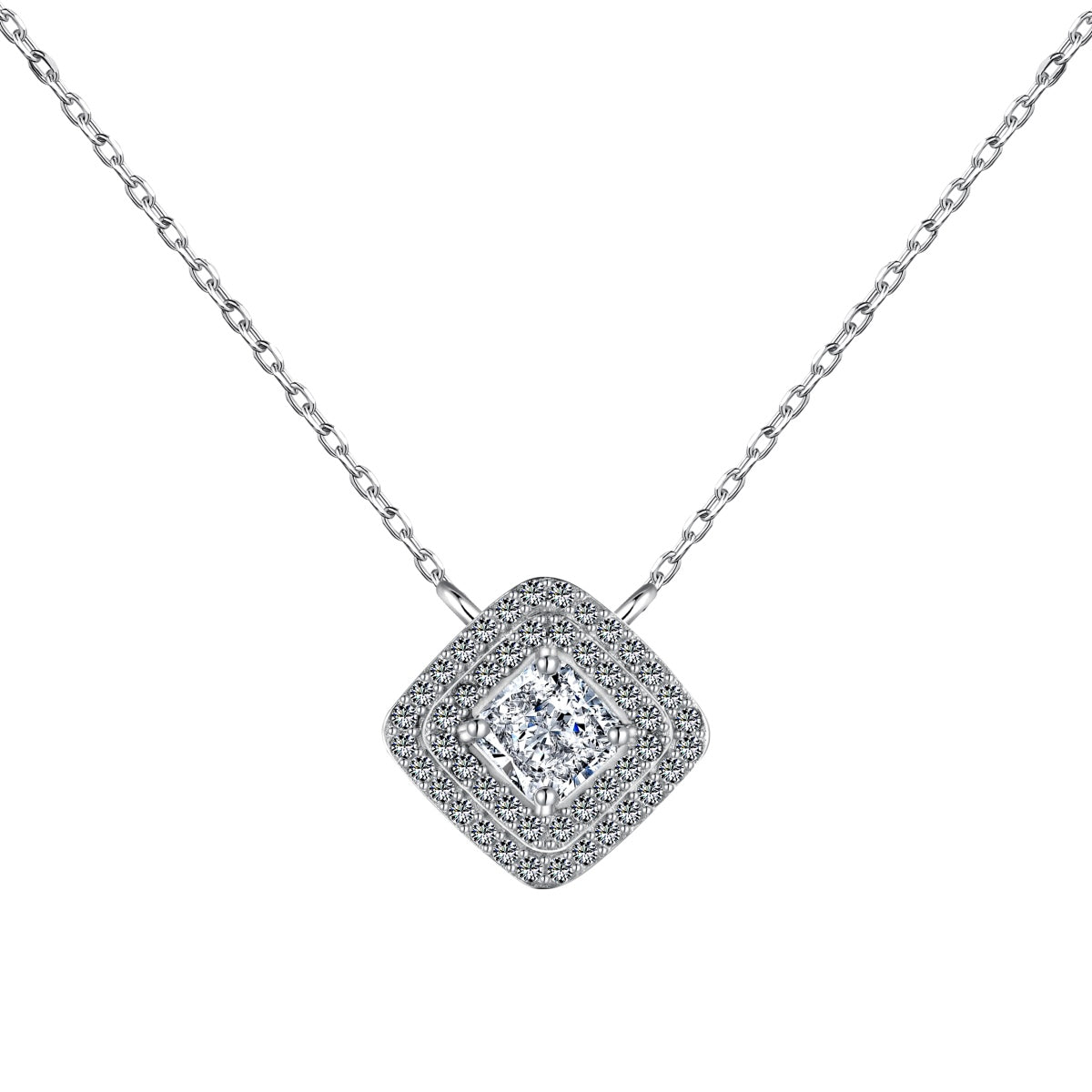 [Amore]Sparkling Asscher Cut Necklace
