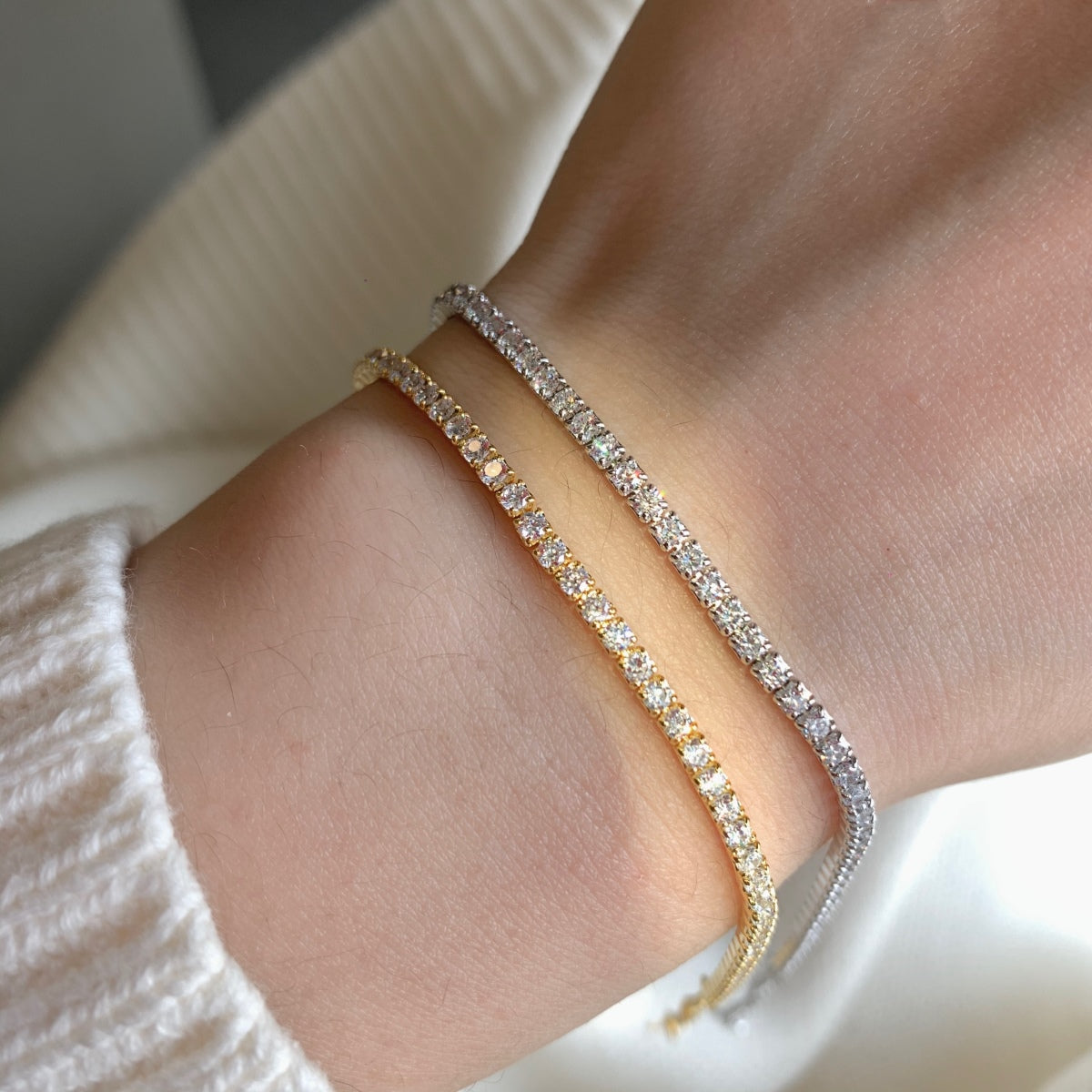 [Amore]Radiant Shinning Princess Cut Tennis Bracelet