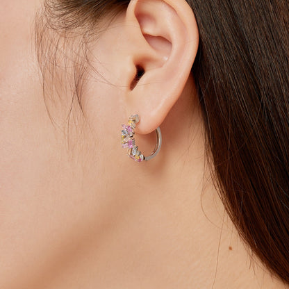 [Amore]Dazzling Colorful Emerald Cut Daily Earrings