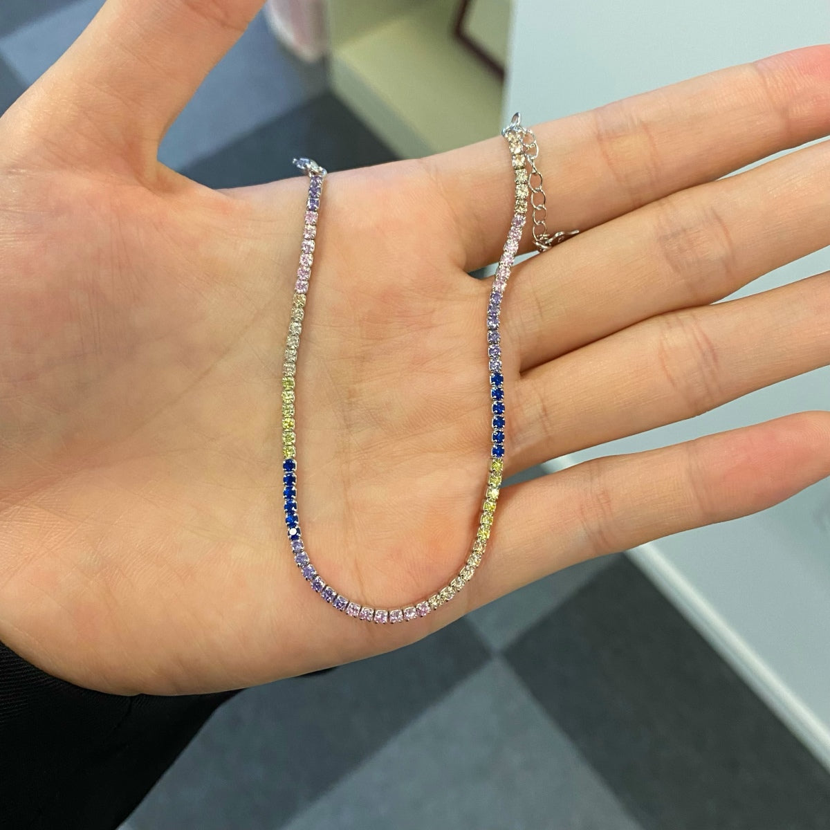 [Amore]Radiant Shinning Princess Cut Tennis Bracelet