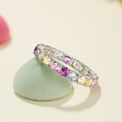[Amore]Dazzling Lustrous Round Cut Tennis Ring