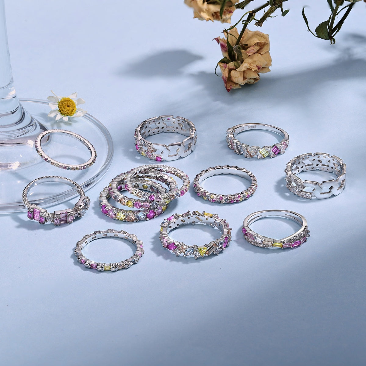 [Amore]Dazzling Lustrous Round Cut Tennis Ring