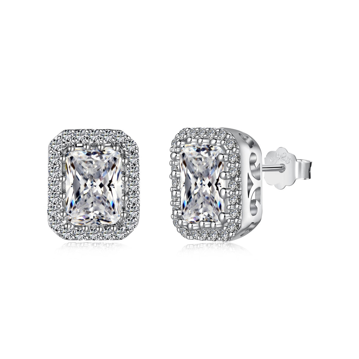 [Amore]1.0 Carat Luxurious Dainty Emerald Cut Daily Earrings