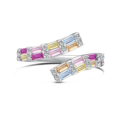 [Amore]Charming Colorful Radiant Cut Adjustable Daily Ring