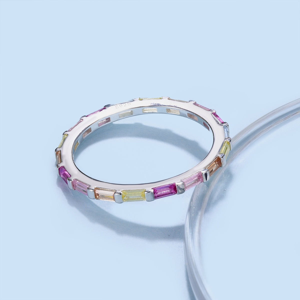 [Amore]Exquisite Multicolored Emerald Cut Daily Ring