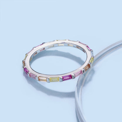 [Amore]Exquisite Multicolored Emerald Cut Daily Ring