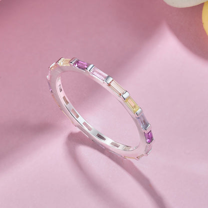 [Amore]Exquisite Multicolored Emerald Cut Daily Ring