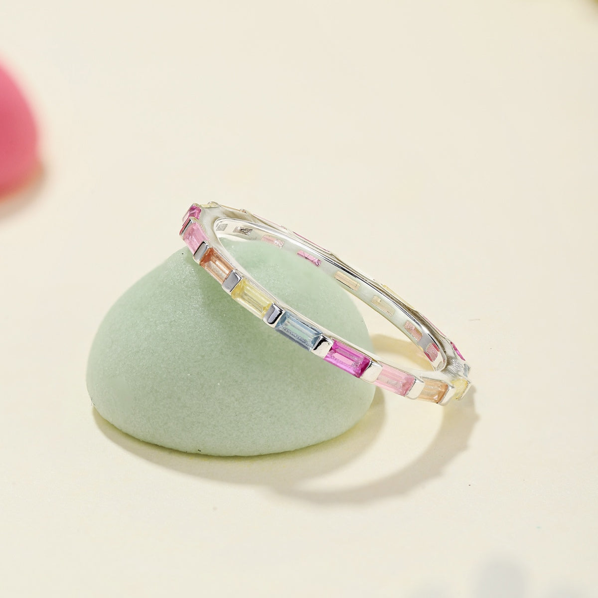 [Amore]Exquisite Multicolored Emerald Cut Daily Ring