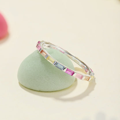 [Amore]Exquisite Multicolored Emerald Cut Daily Ring