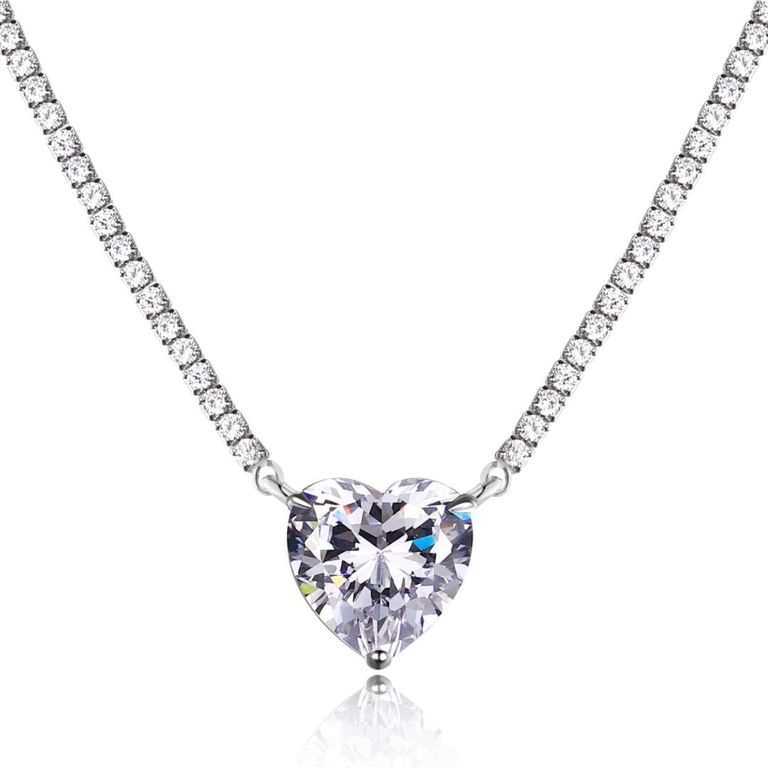 [Amore]8.0 Carat Versatile Colorful Sweet Heart-Shaped Tennis Necklace
